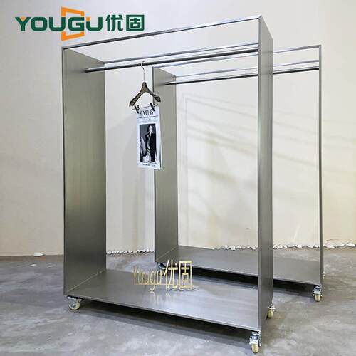服装店展示架不锈钢移动中岛架落地式挂衣架铺陈列架道具可移动