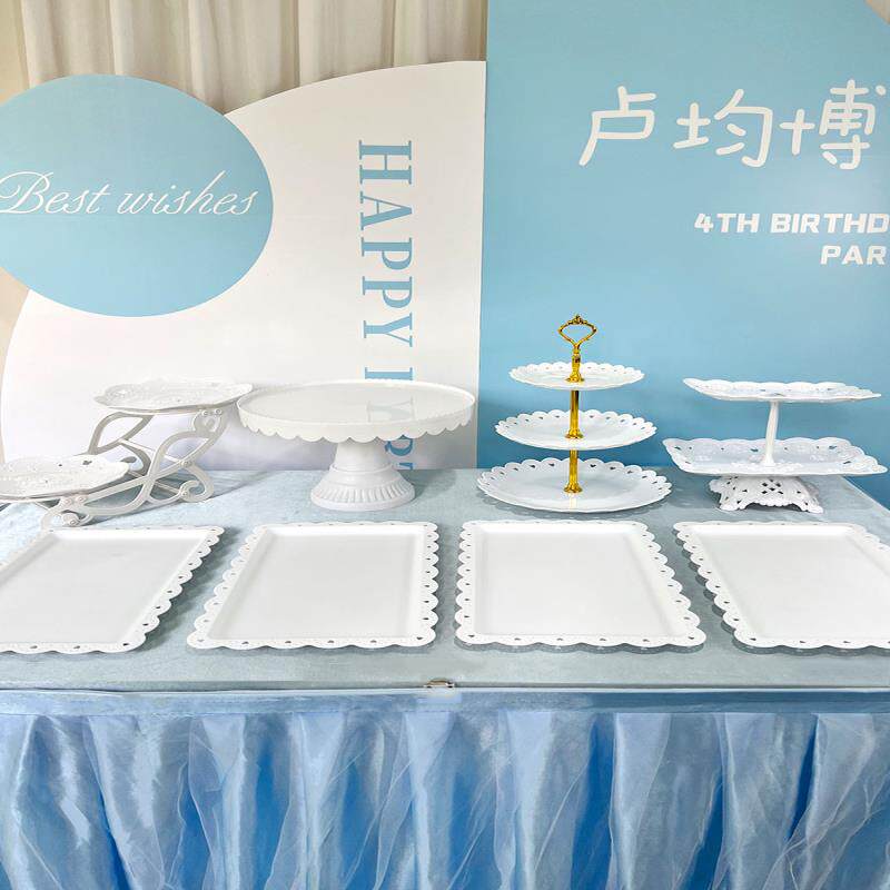 生日装饰甜品台展示架摆件欧式冷餐茶歇摆台塑料蛋糕点心托盘架子