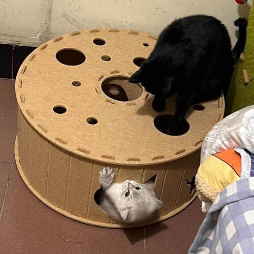 毛毡猫窝S型隧道双层毛毡宠物窝半封闭透气可拆卸猫窝甜甜圈猫窝