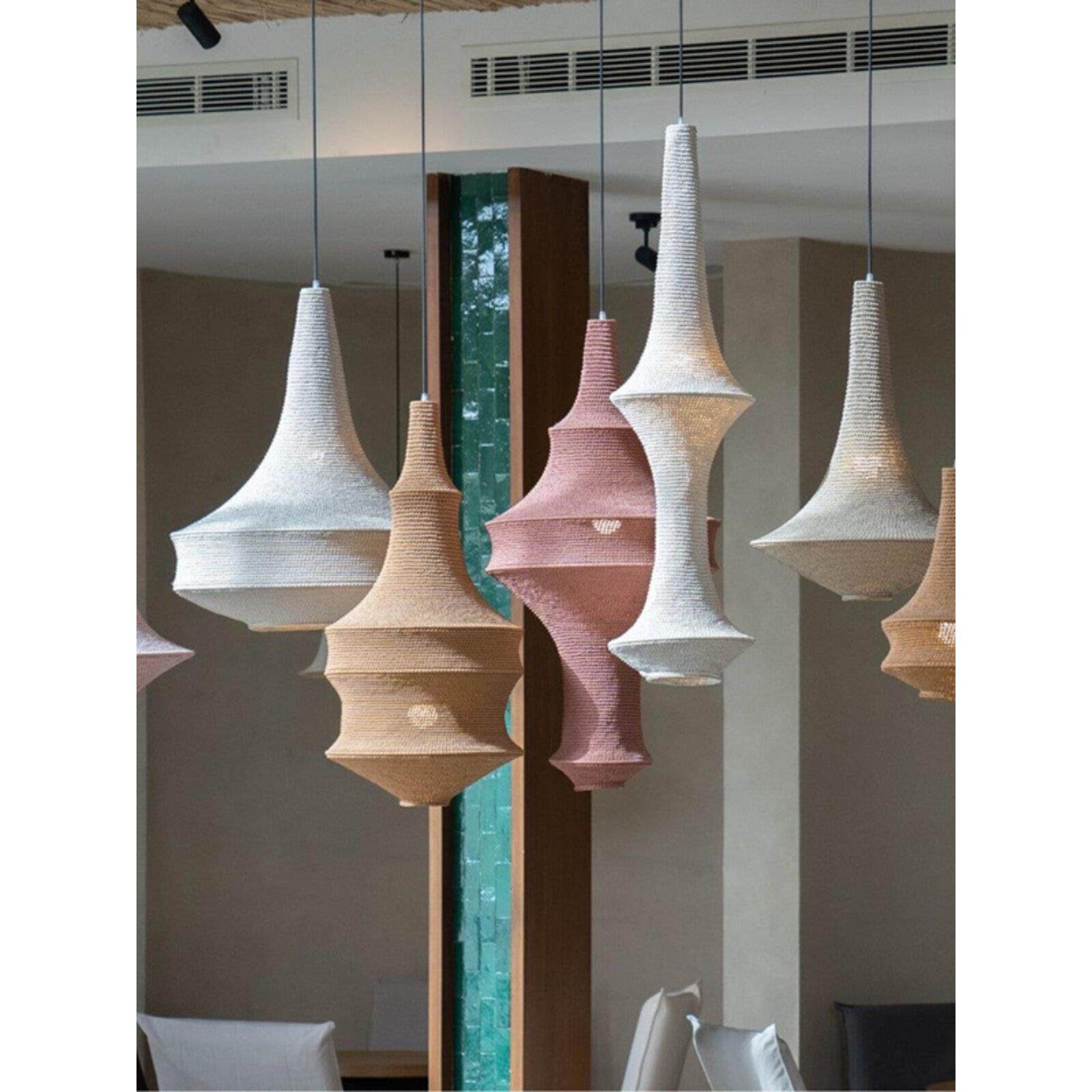 南洋法式田园地中海羊毛民宿服装店餐厅客厅文艺手工编织毛线吊灯