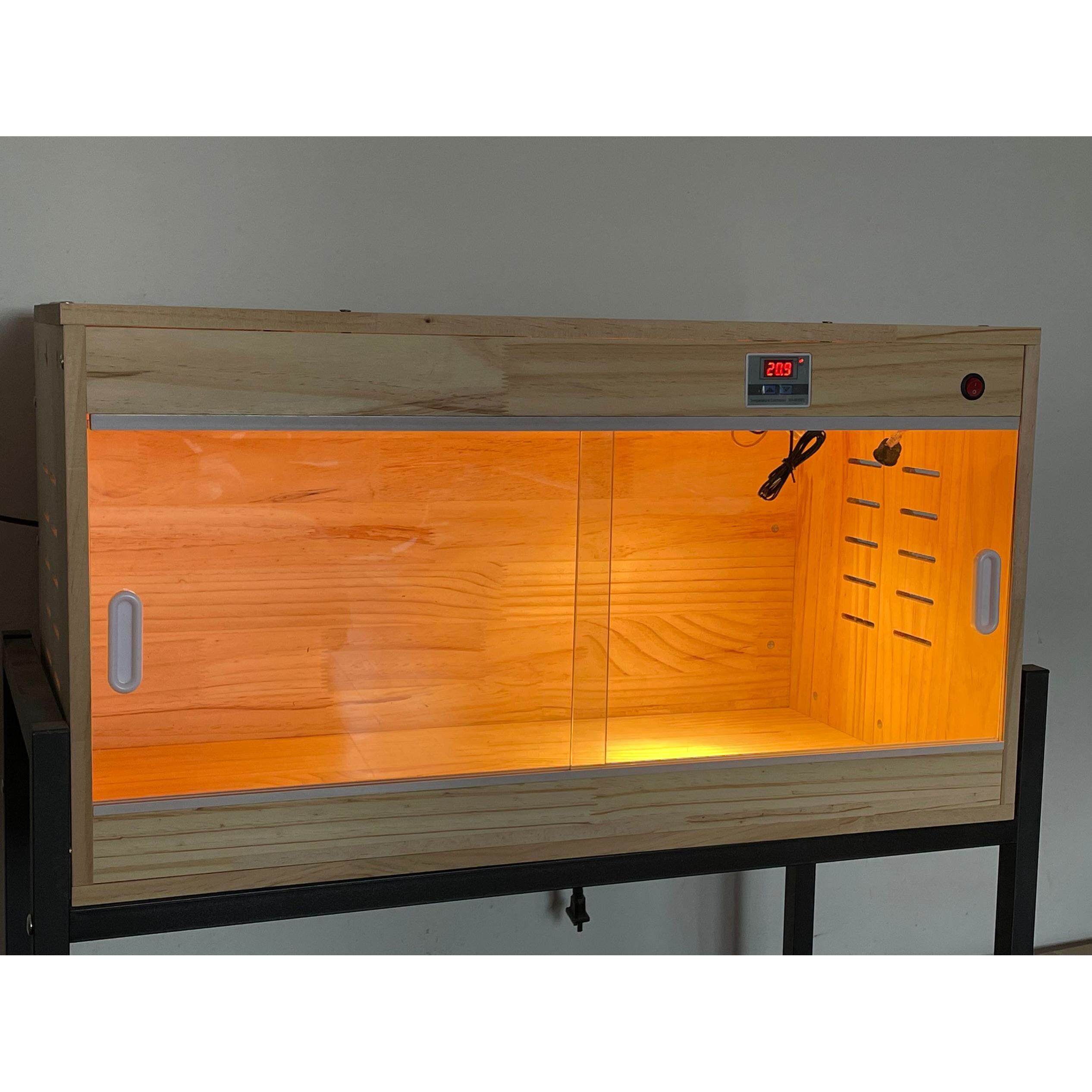 爬宠保温饲养箱芦丁鸡饲养箱宠物鸡专用笼实木箱 智能温控箱 控