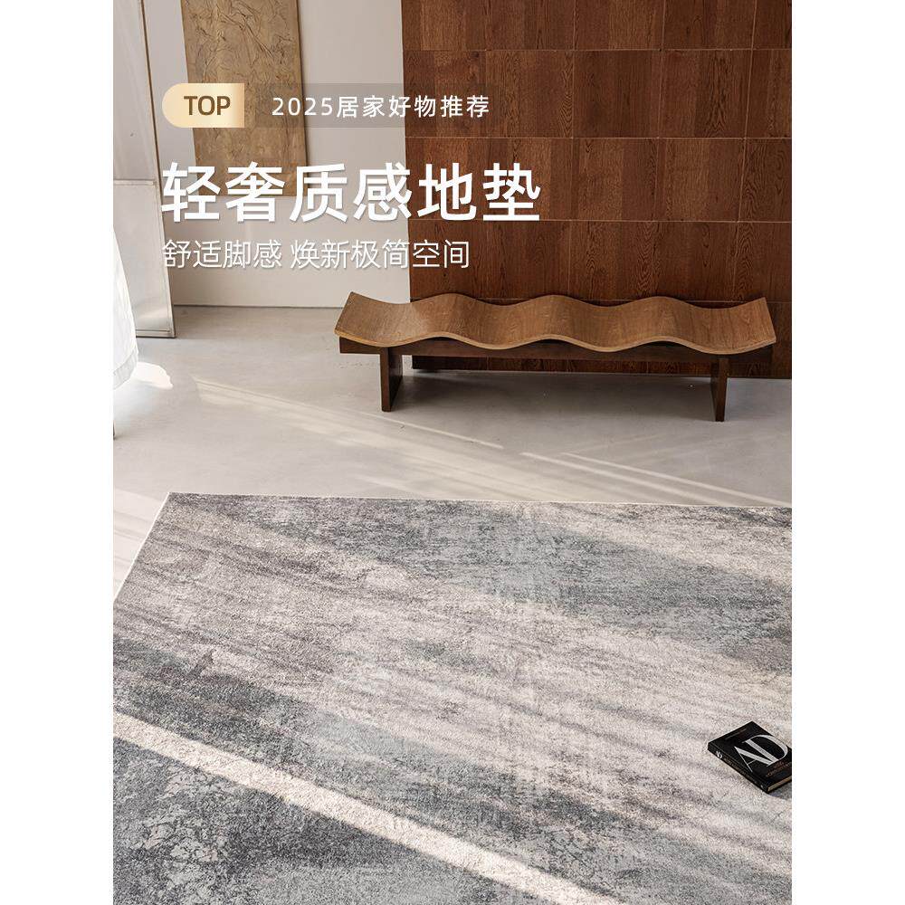 客厅地毯2025新款轻奢高级感免打理纯色地垫卧室床边毯大面积全铺