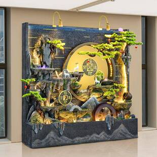 SVT水墙假山流水喷泉店司水景装 酒幕饰别墅花园庭院摆公件客厅景