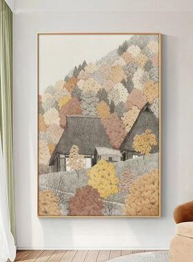 画树日林S-2136风景客厅厅大幅装饰抽象艺术餐壁画式复古玄关竖版