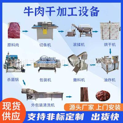 胸DSX牛肉滚条机设备鸡肉揉机肉片烘干切房牛肉干油炸锅肉干撒料