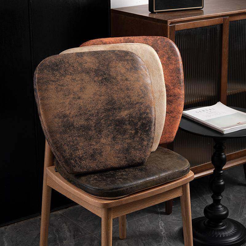 马蹄形餐椅坐垫记忆棉麂皮绒复古风防滑绑带实木椅子屁股垫软座垫