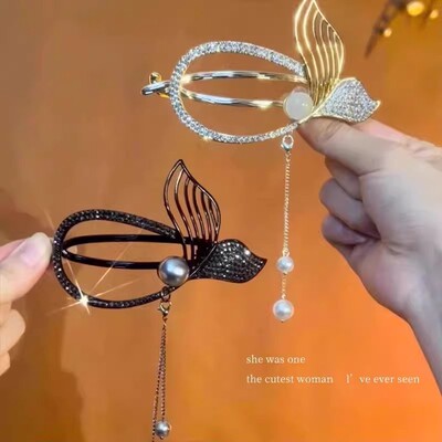 [下单立减20]精致鱼尾流苏扭扭夹后脑勺盘发高级感气质发夹YQ