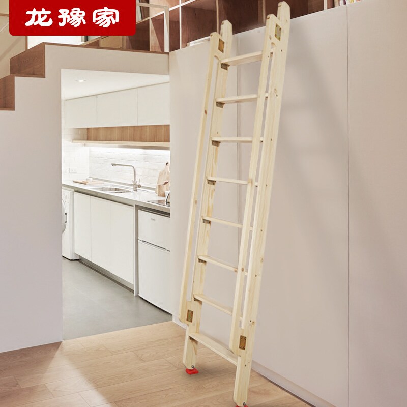 木梯子阁楼实木爬梯室内家用直梯宿舍上下床铺木梯子扶手梯子定制