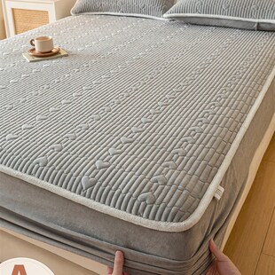 夹棉床笠床罩冬季加绒加厚床垫保护罩防滑儿童床单床套定制