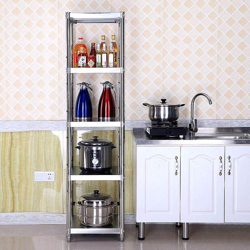 35cm宽不锈钢夹缝置物架四层微波炉架家用收纳锅架架40/45/50多层