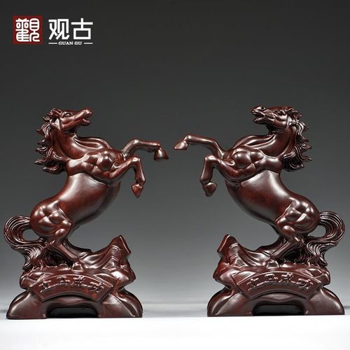 黑檀木雕马到成功摆件实木质十二生肖马家居客厅装饰品送礼工艺品