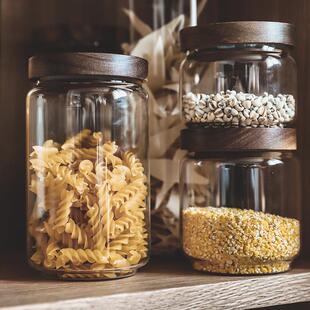 高硼硅食品级茶叶密封罐玻璃瓶咖啡豆陈罐子储物收纳五谷杂粮罐皮
