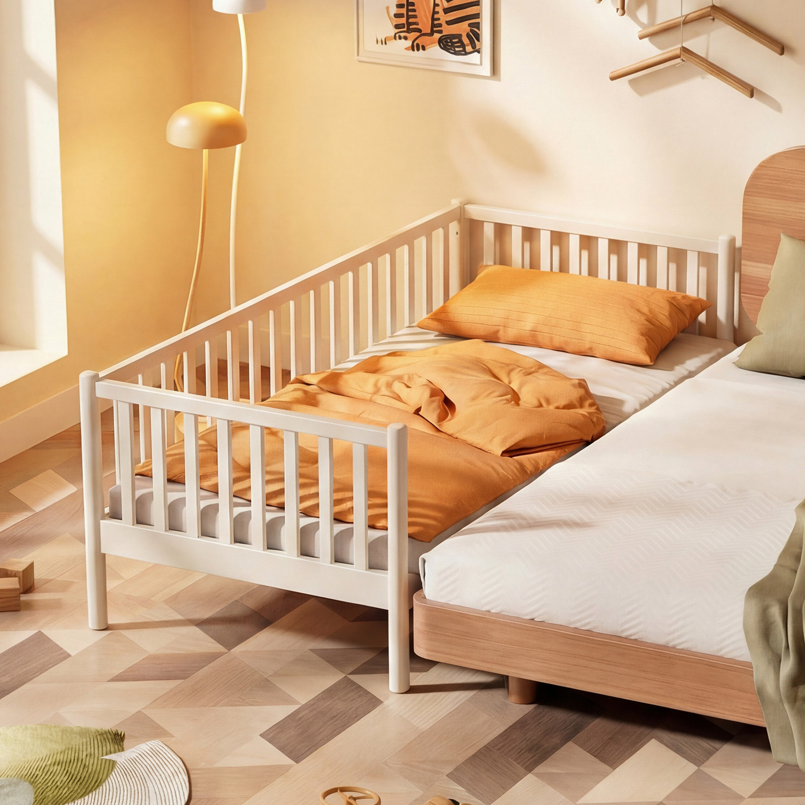 护栏床实木儿童拼接小床现代简约家用卧室缝隙床儿童房极简婴儿床
