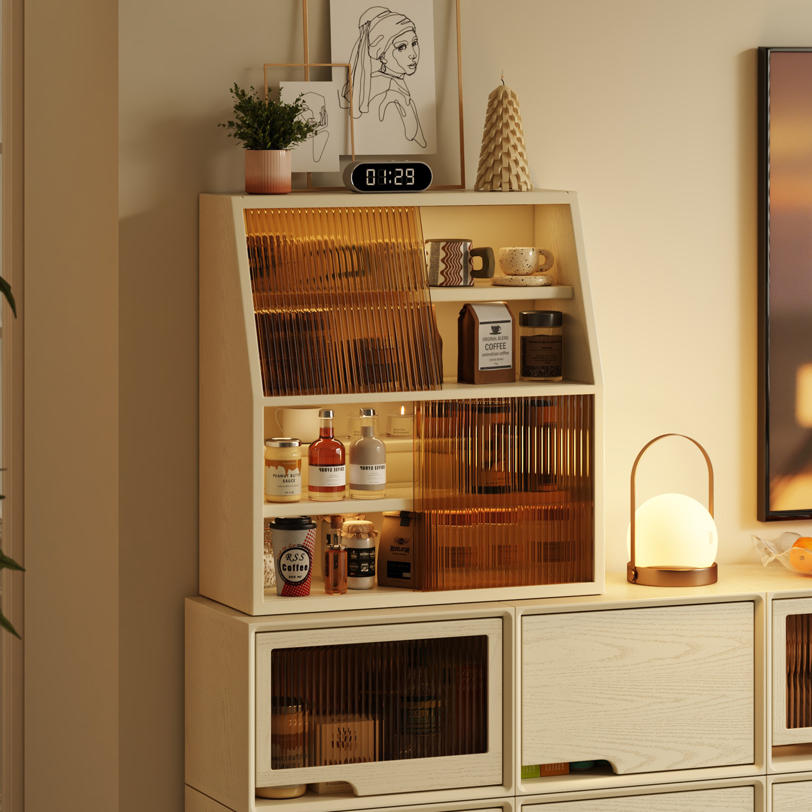 现代简约收纳盒展示柜子实木置物柜家用储物柜多层收纳架桌面收纳,住宅家具,家用陈列柜,淘宝优惠券,粉丝福利购,淘宝优惠卷