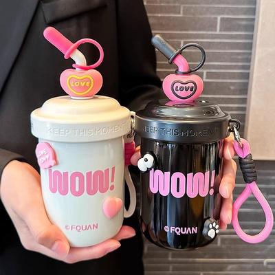 搅拌杯可爱女新款2024高颜值带吸管316保温杯个性小巧便携学生杯