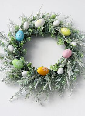 复活节挂彩蛋花环节日商橱WBW场窗布置欧仿真复活蛋家居装饰花式