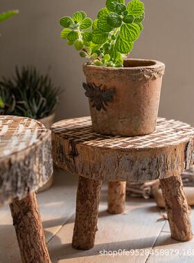 复肉古实矮实木复古木凳多底座底装饰凳子托阳台户外艺术花盆板凳
