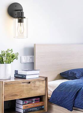 现代壁灯浴室镜前灯农舍灯室内明卧妆室梳壁台壁灯30638透玻璃灯