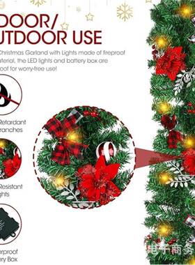 圣节装饰13445藤条2.7米加密摆豪华挂藤条诞花圣诞装环饰品蝴蝶结