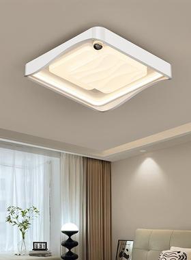 简约现代奶油风客厅吸顶灯长方形客谱厅主奶灯小豆全85783光极卧