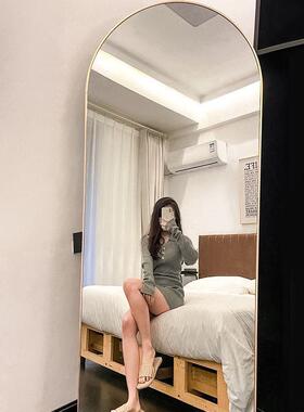 PUZ全镜穿衣镜身落家用女生卧室少女ins风挂墙立壁挂地贴体墙试衣