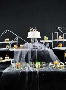 高欧式铁艺蛋架YNK婚糕台庆道具托盘脚盘甜品摆件