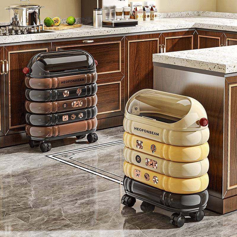 夹缝垃圾桶家用厨房客厅卧室中古风复古高档夹缝带盖高颜值垃圾篓