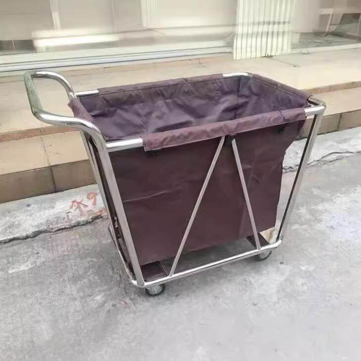 手推服务车带扶手锥形布草车酒店不锈钢布草车可做