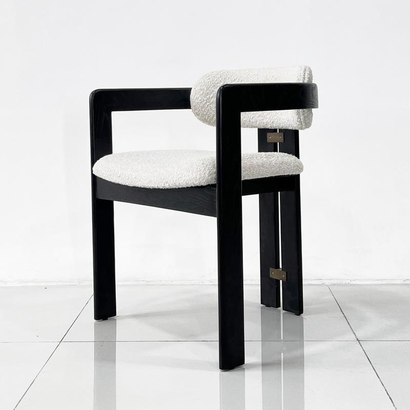 意式轻奢实木餐椅酒店洽谈椅子靠背茶椅简约家用书房书桌椅化妆凳