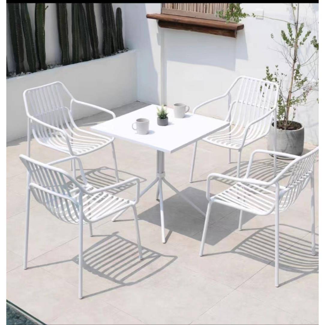 简约户外园林小区桌椅庭院露天休闲桌椅奶茶店咖啡厅外摆桌椅组合