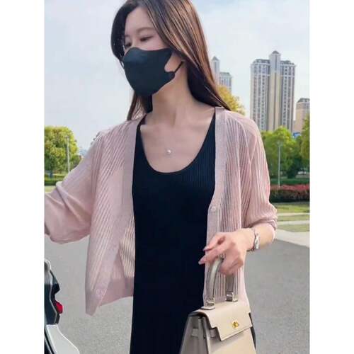 织针丝开EUU衫女外搭披肩配吊带洋装2防026春夏空调冰晒薄小衫上