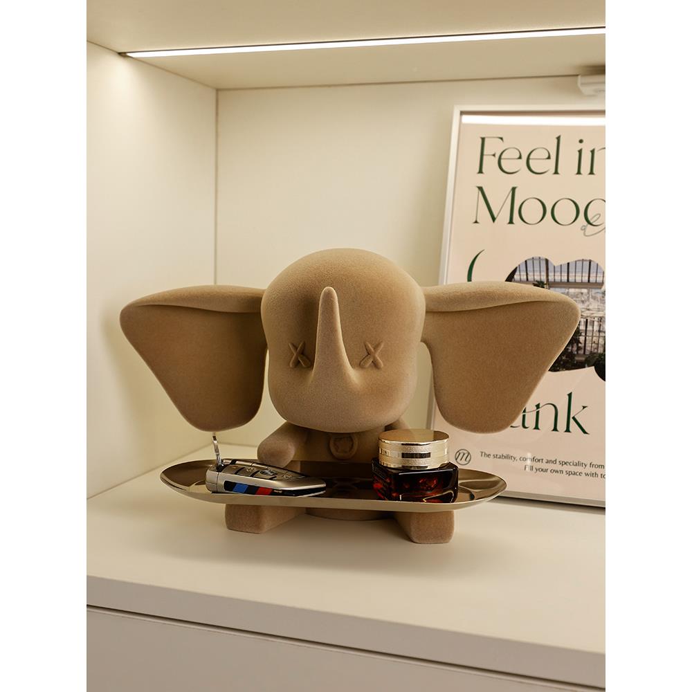 奢小飞象ZFW收玄关钥匙轻纳结礼物托盘高挡摆件入户装饰婚品客厅