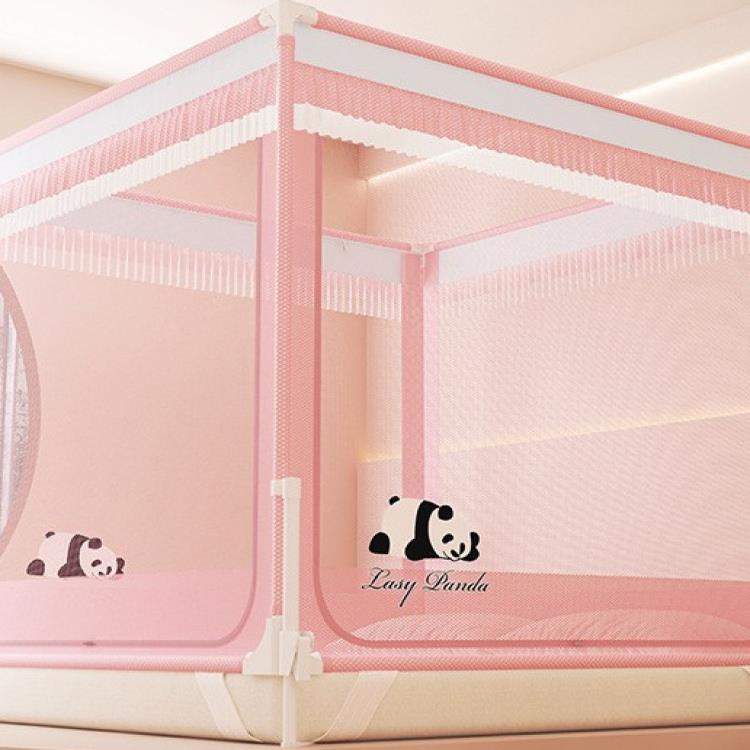 A类带扣围栏蚊帐幼儿防摔厚防蚊稳卡2512固加架支三开门小床大床