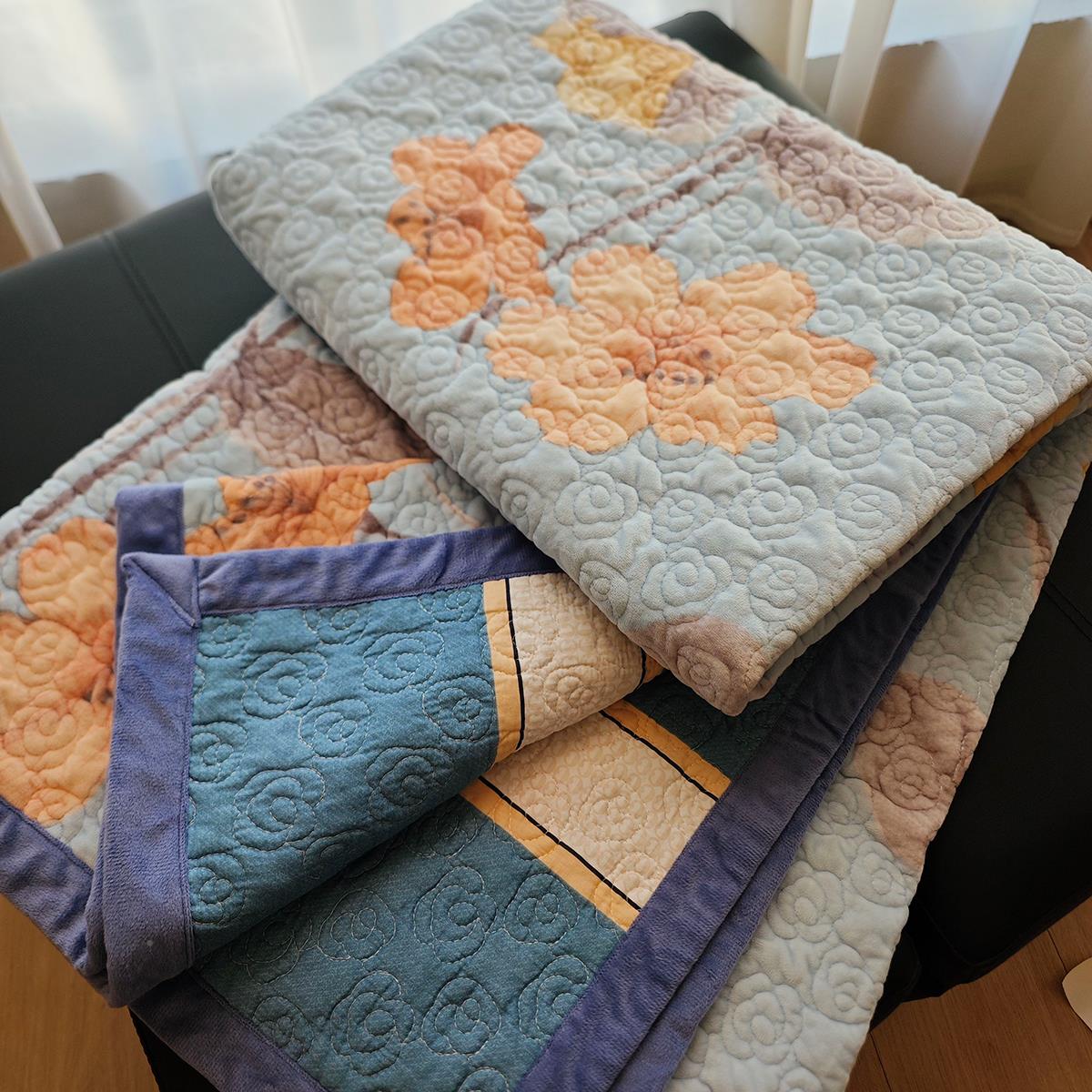 AB面83292双面可用 牛奶绒绗缝垫床 双人绗棉床盖床单款秋 冬床品