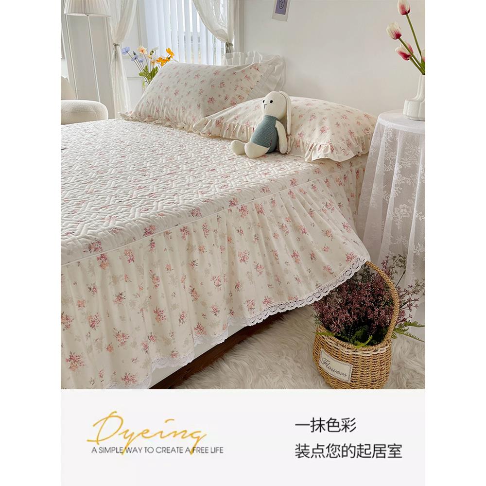 带全棉床笠式5TXE床裙用单件床单裙边床罩202新款四季通夹棉床套