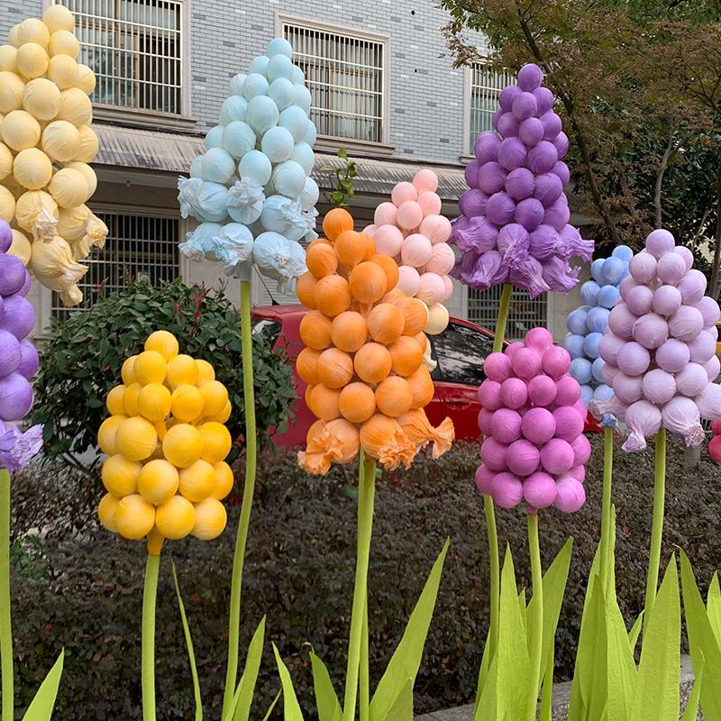 大型葡萄风信子纸艺纸花路引婚礼布置商饰场橱窗美陈PWY装摆件花