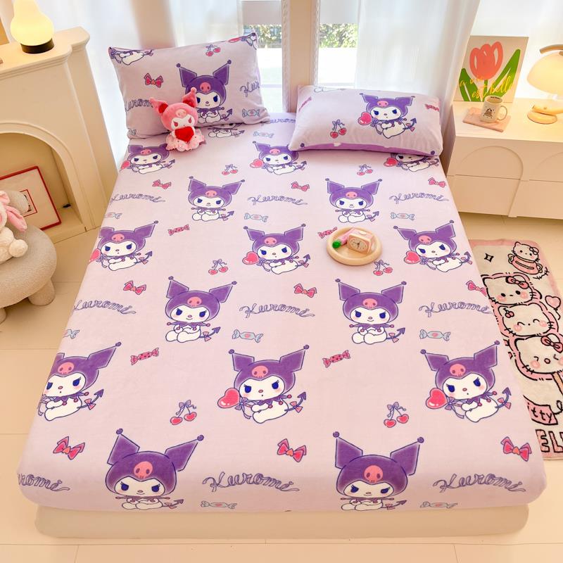 冬季加厚牛绒奶床床笠件加绒库洛米儿童罩法兰珊单瑚绒防JN240924