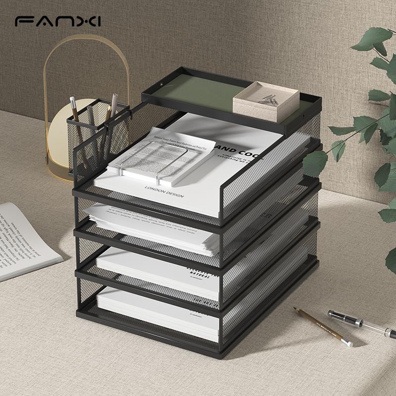 桌面文件架A3A4金属资立料架文件框多层文件纳架办置公收室文件夹