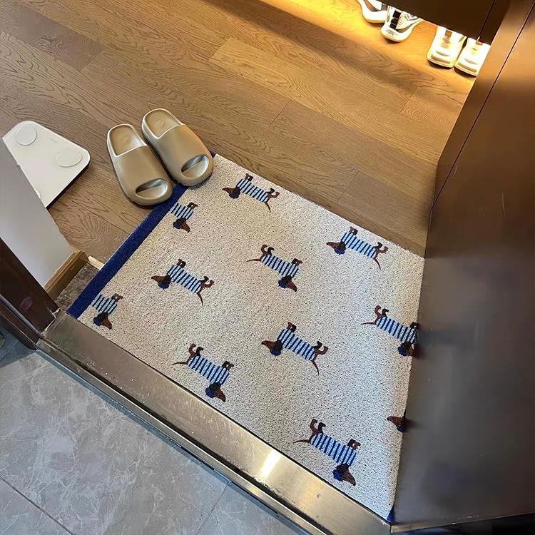 新款复古可爱肠犬刮ONA入户门口地垫垫家用泥刮沙丝圈腊入户门防