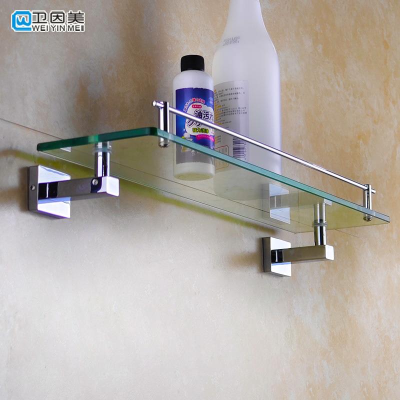 全铜单层浴置物架0加0厚钢化玻璃化妆品架室镜前收纳卫生间4 5700