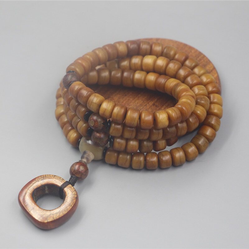 保真西藏牦牛骨手串佛珠念珠108颗老料手链项链男款配饰品12*9mm