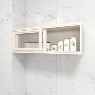 防水太空铝移门吊柜厨房墙壁玻璃拉门收纳柜浴室趟门壁挂置物柜