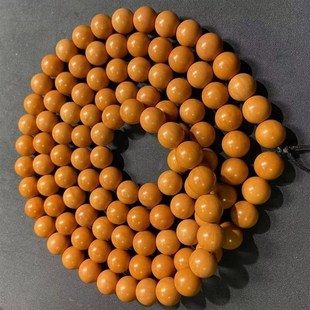 猴头手串雕刻正圆光珠脖挂108颗长串老型圆珠文玩桃核佛珠项链男