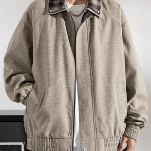 潮胖子加肥加大男装 大码 复古休闲宽松男士 美式 夹克外套男春秋新款