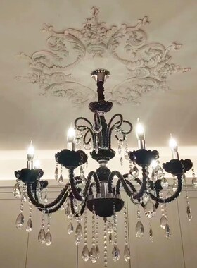 法式黑色水晶吊灯酒吧工程欧式服装店餐馆LED复古奶油高级灯具