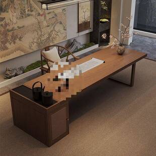 宋氏美学实木茶桌椅组合新中式办公茶桌一体两用家用书房国学书桌