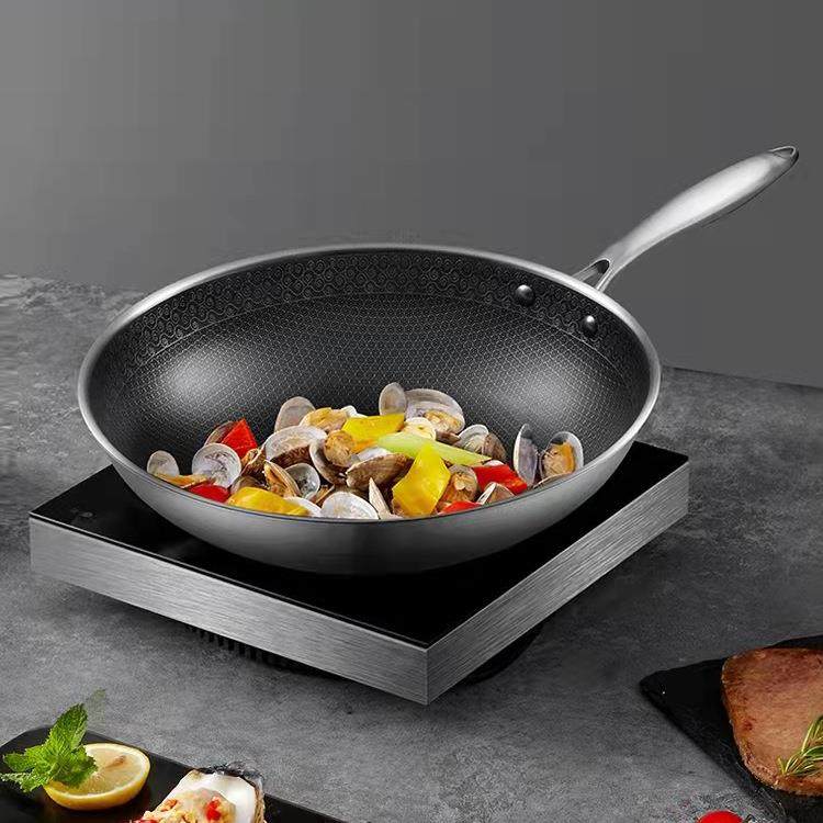 不锈钢炒锅加厚不粘锅炒菜全屏蜂窝无涂层平底锅电磁炉通用加厚款,电子元器件市场,其它元器件,淘宝优惠券,粉丝福利购,淘宝优惠卷
