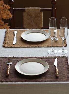 WOKEN双麻层特厚正反用两色高档O苎棉餐垫可隔热垫可AOS水洗绣花