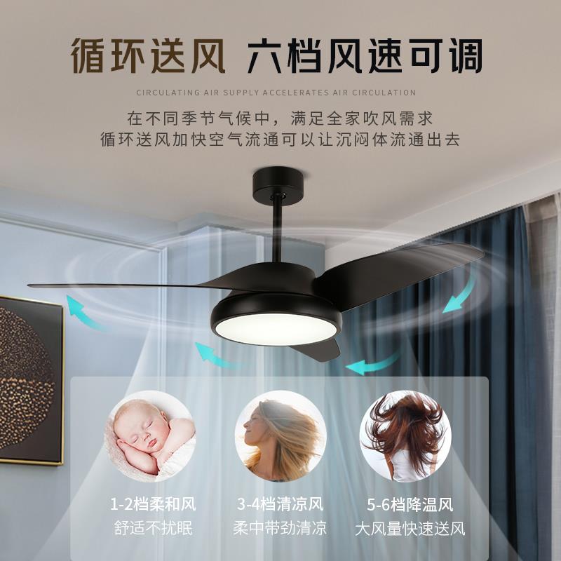 永怡御风吊扇灯简北约239欧扇灯客厅风黑色餐厅风吊扇灯一体家用