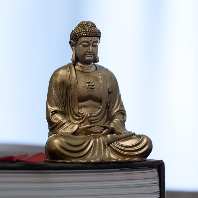 简行西方三圣佛像阿修弥陀佛佛SSF124像居纯黄铜坐像随身本命佛家